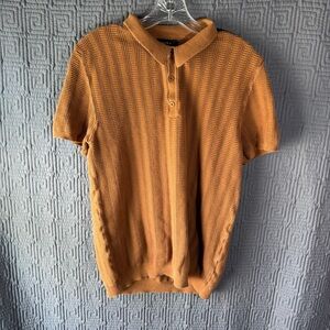 Zara Polo Shirt Mens Size Large Brown Short Sleeve